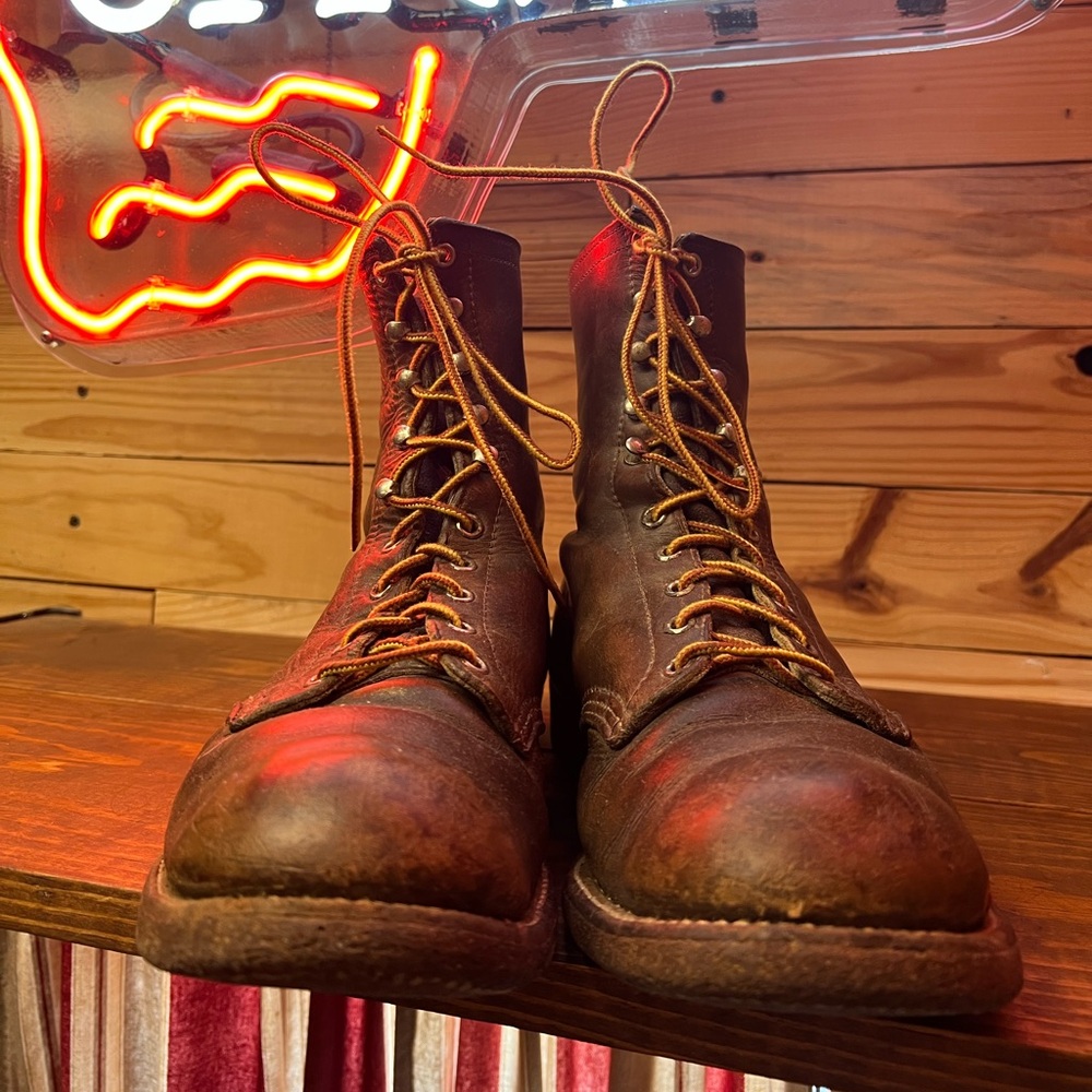 Vtg 60’s Red Wing Iron Ranger Boots 10.5 EE Dark Brown cork soles!
